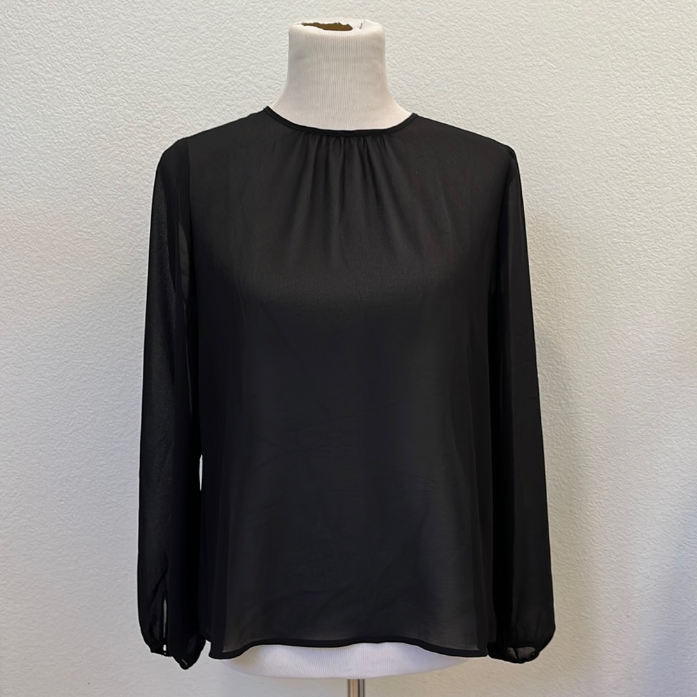 NWOT - Women’s Black Longsleeve Chiffon Blouse - S